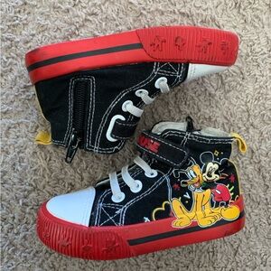 Disney Mickey Mouse Goofy High Top Shoes Black Red Sneakers Toddle Boy Size 6